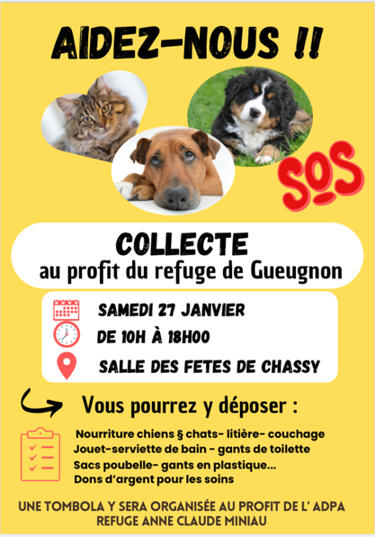 Collecte au profit du refuge de Gueugnon